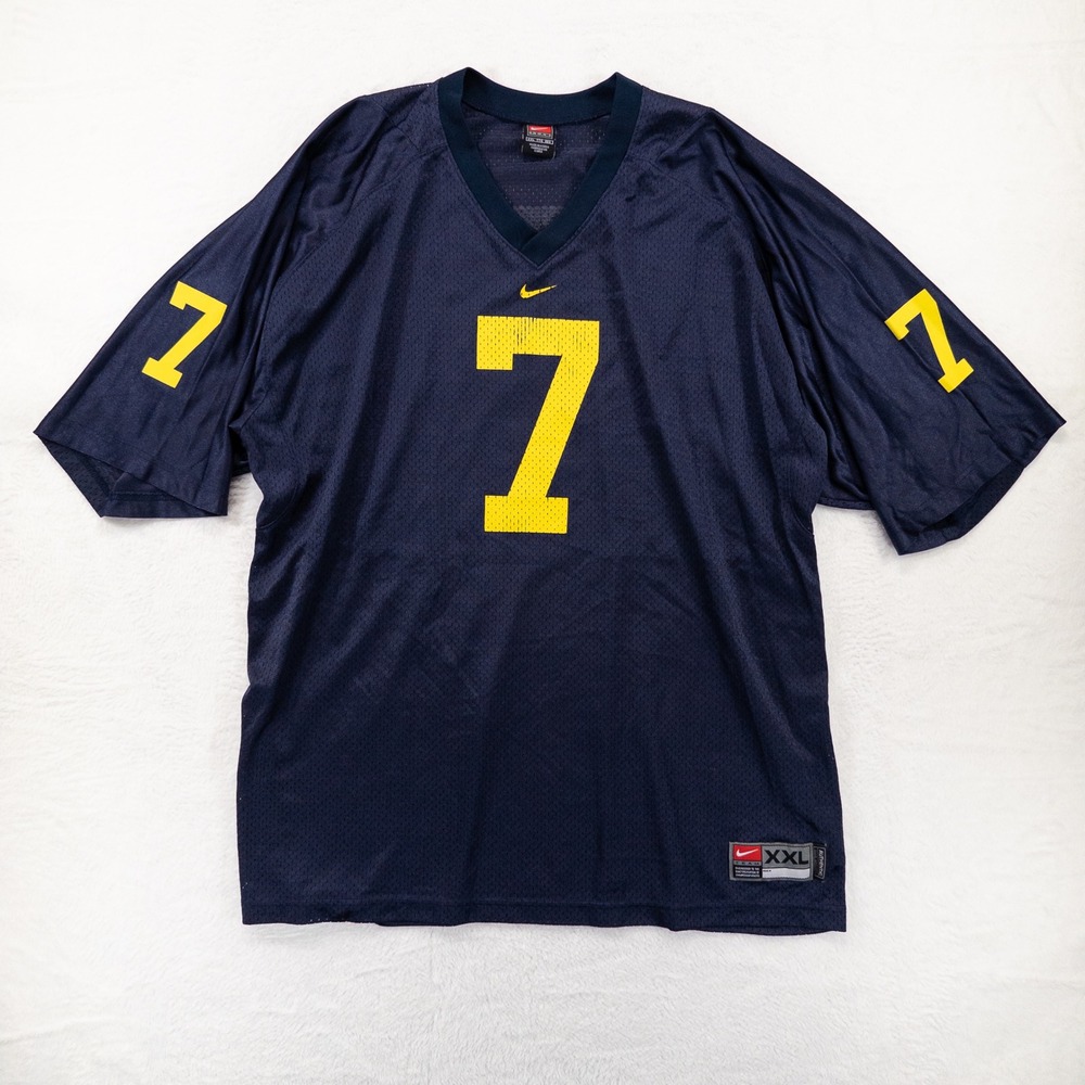 Nike Football Jersey Adult XXL Navy Blue Yellow Number 7 Mesh Nylon Sporty *